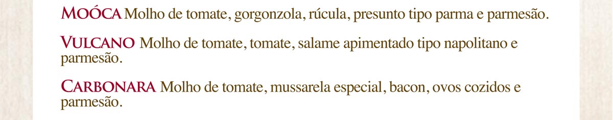 pizzas especiais pizzas
