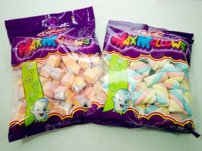 Pacotes de marshmallow coloridos e comestíveis Bala em formato de marshmallow