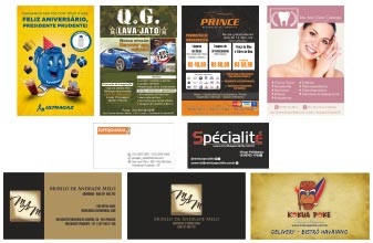 Cartões e folhetos Flyers, folhetos e cartões