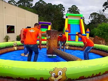 Brinquedo inflável, cheio de água e com um obstáculo giratório Giro Radical