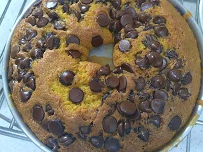 bolo de cenoura e cenoura com gotas de chocolate Bolo de cenoura