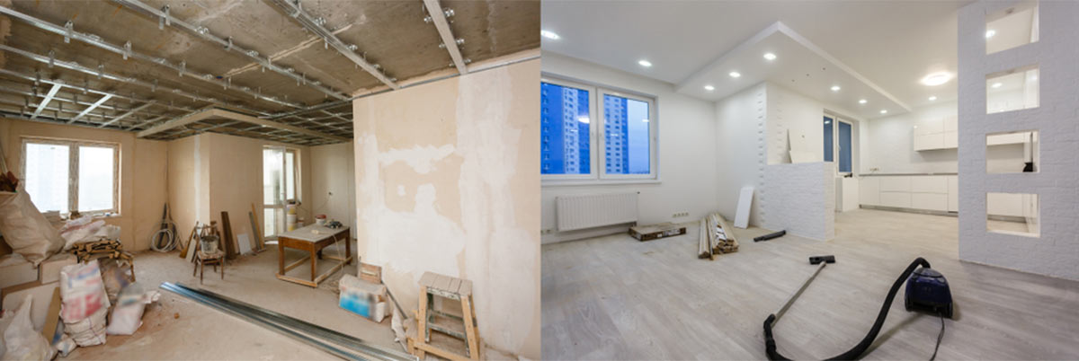 Cômodo antes e depois da reforma Soluções em gesso para reformas e construções