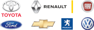 Toyota, Renault, Fiat, Ford, Chevrolet, Peugeot e Volkswagen Marcas de veículos