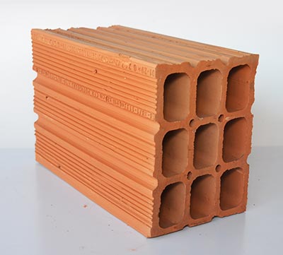 Bloco cerâmico de 9 furos 14 x 19 x 29 Bloco cerâmico de 9 furos