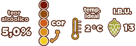 Teor alcóolico: 5,0% | Temperatura ideal: 2ºC | IBU: 13 Teori alcoólico witiber