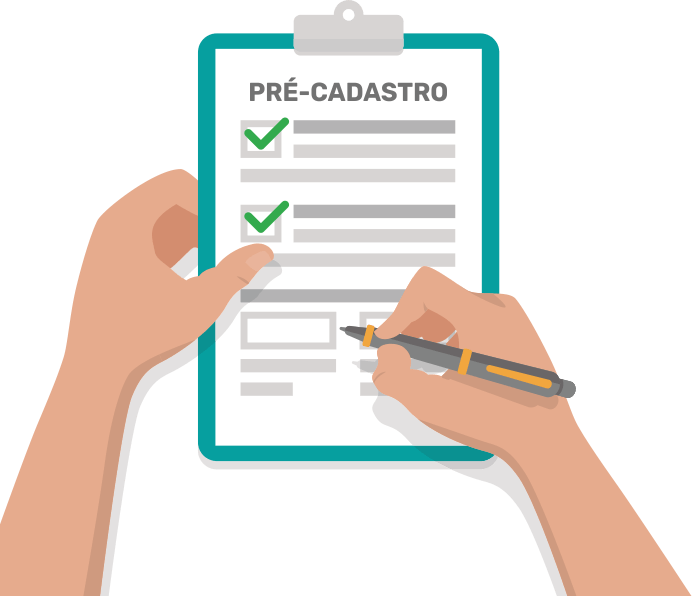 Faça o seu pré-cadastro em nossa autoescola Ilustração de um formulário sendo preenchido