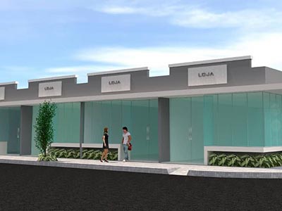 Projeto de fachadas comerciais em Birigui-SP Projeto de fachada comercial para lojas
