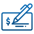 Aceitamos pagamentos em cheque Ilustração de um cheque