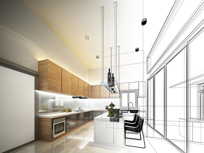 Fabricação de móveis sob medida para diversos ambientes Conceito de uma cozinha planejada