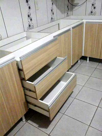Gabinete de canto com gavetas Gabinete para cozinha