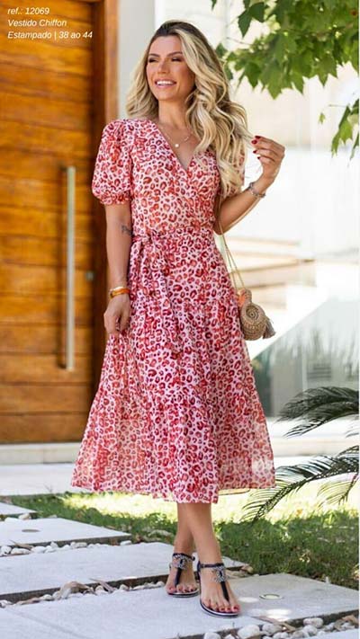 Vestido chiffon transpassado Vestido chiffon transpassado