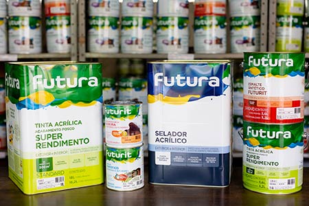tinta acrílica, verniz, selador acrílico e esmalte sintético tintas