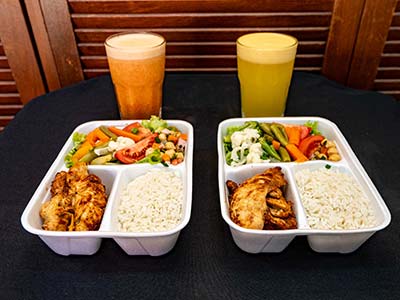Marmitex e sucos comida e bebida