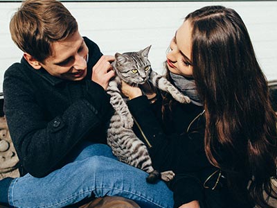 Serviço de cremação para cães e gatos Casal com gato