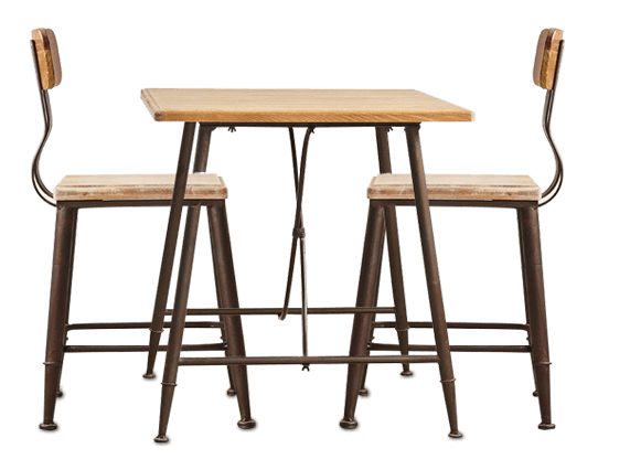 Fabricação de móveis sob medida mesa de madeira com duas cadeiras