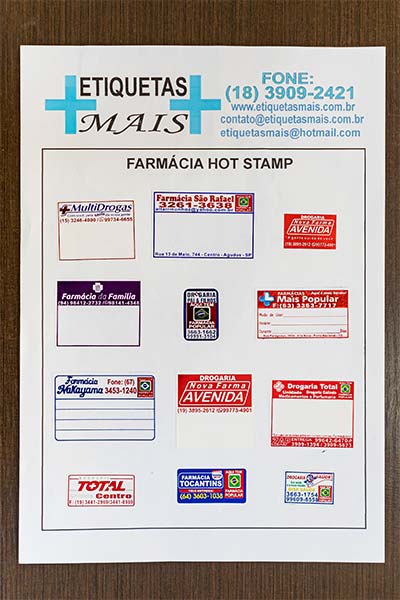 Hot stamp para farmácia Hot stamp para farmácia