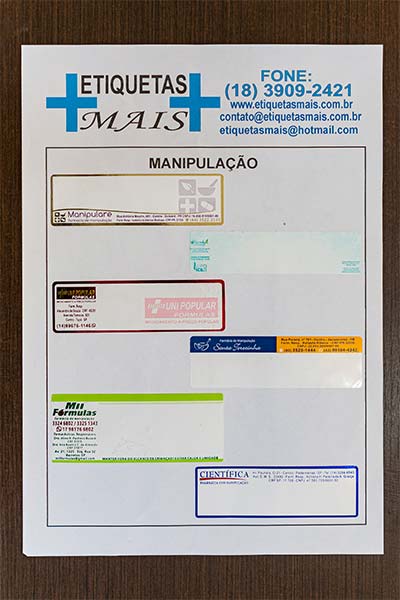 Rótulos para produtos de farmácias de manipulação Rótulos personalizados