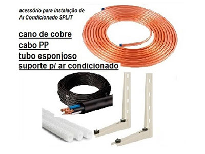 acessórios para instalação de ar-condicionado split cabo de cobre, cabo pp, tubo esponjoso e suporte para ar-condicionado