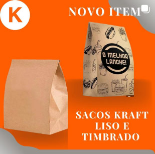 sacos kraft liso e timbrado