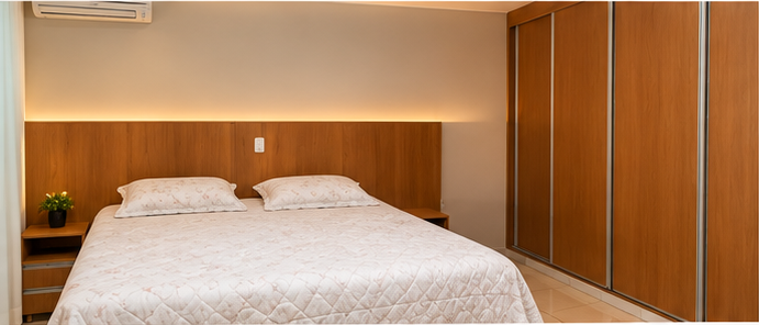 JV Marcenaria — Quarto com cabeceira e guarda-roupa