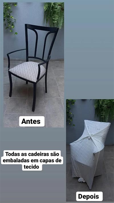 Todas as cadeiras são embaladas em capas de tecido cadeiras embaladas em caps de tecido