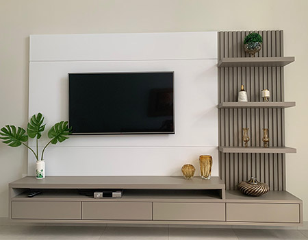 painel com rack e porta objeto