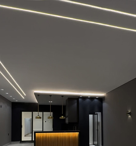 forro de gesso liso com iluminação linear
