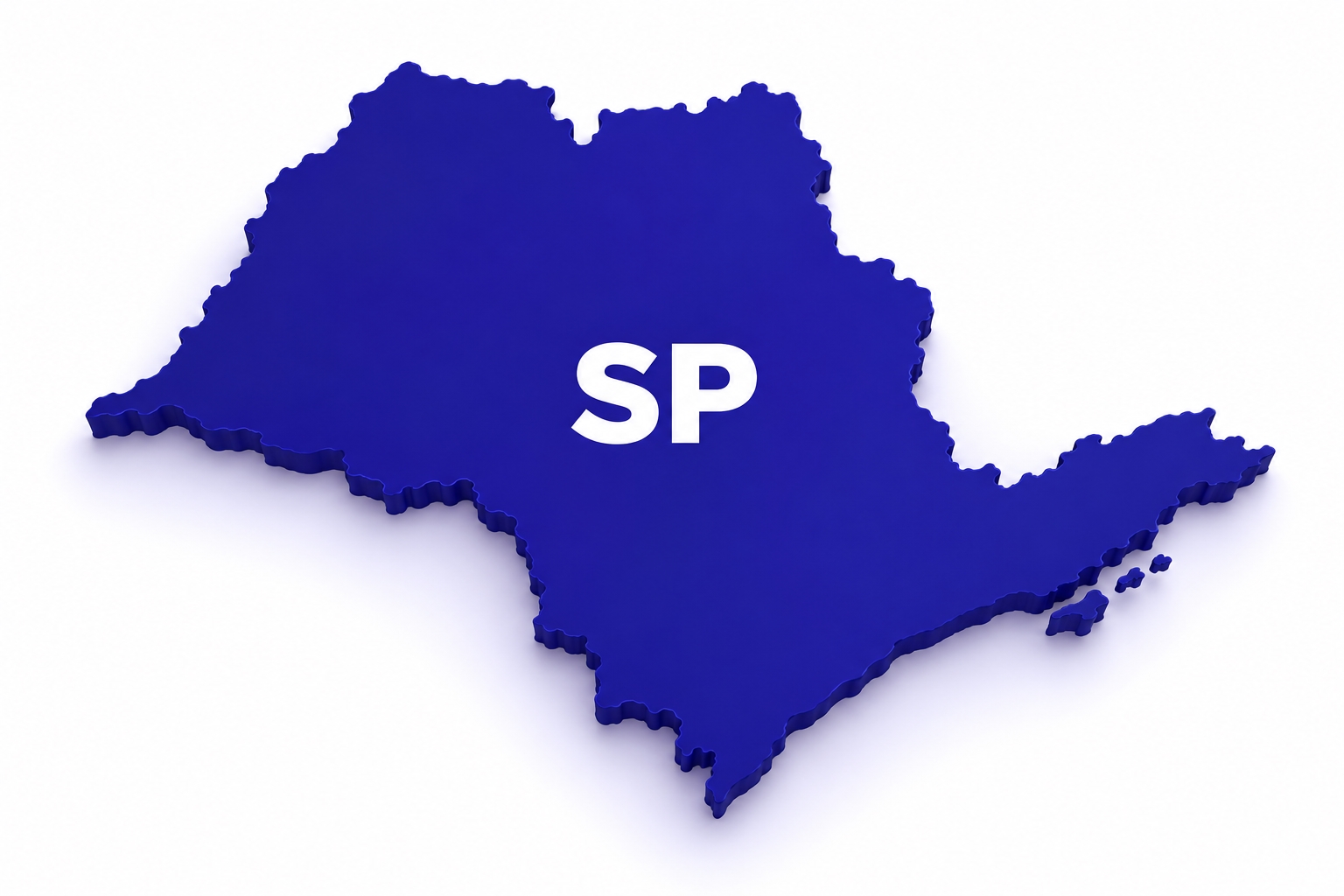 Ilustração original do mapa do estado de São Paulo em azul, área de atendimento da Ricardo Fundações