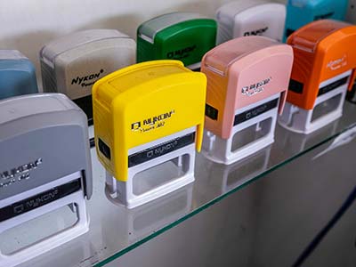 Carimbos automáticos coloridos