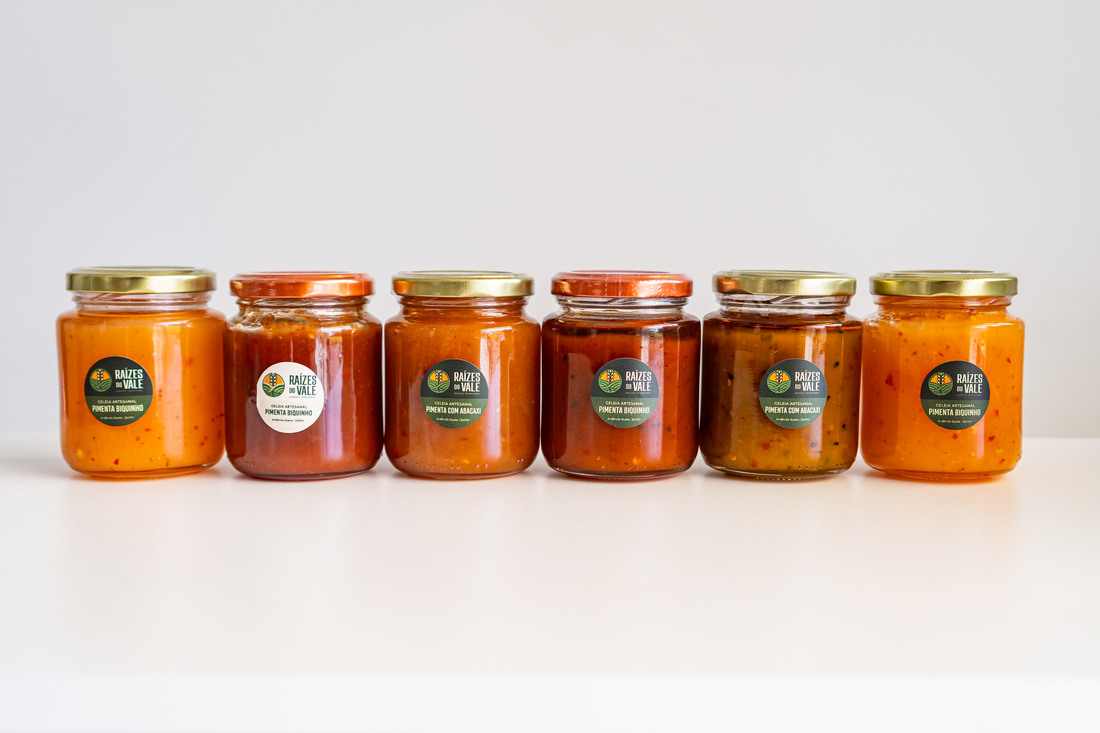 Geleias de pimenta Potes de geleias de pimenta