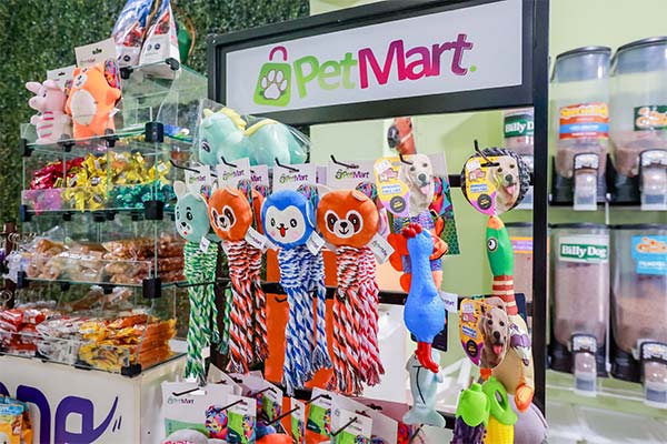 Mordedores, brinquedos e acessórios para pets Expositor com mordedores, brinquedos e acessórios para pets
