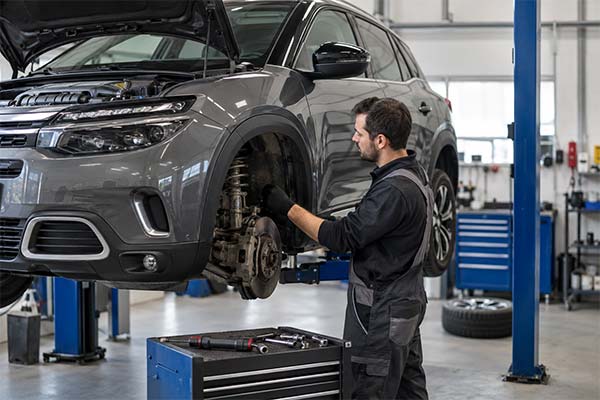 Mecânico realizando manutenção em veículo Citroën