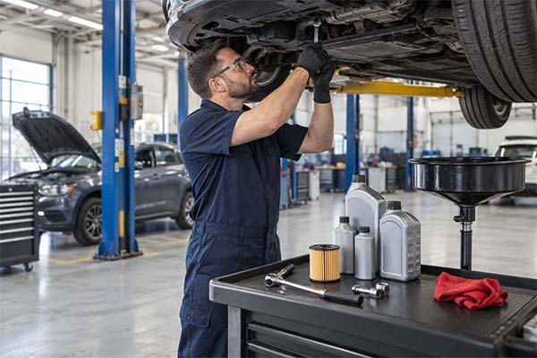 Mecânico realizando manutenção preventiva