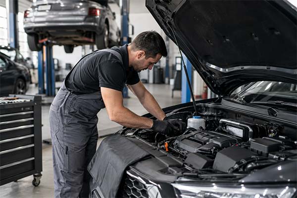 Mecânico realizando manutenção geral em veículo