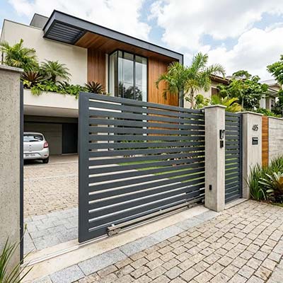 Fabricação de portões Portão metálico de correr em imóvel residencial